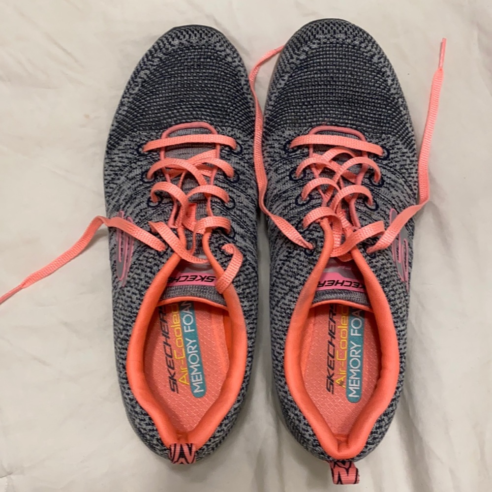 Pink and grey Skechers